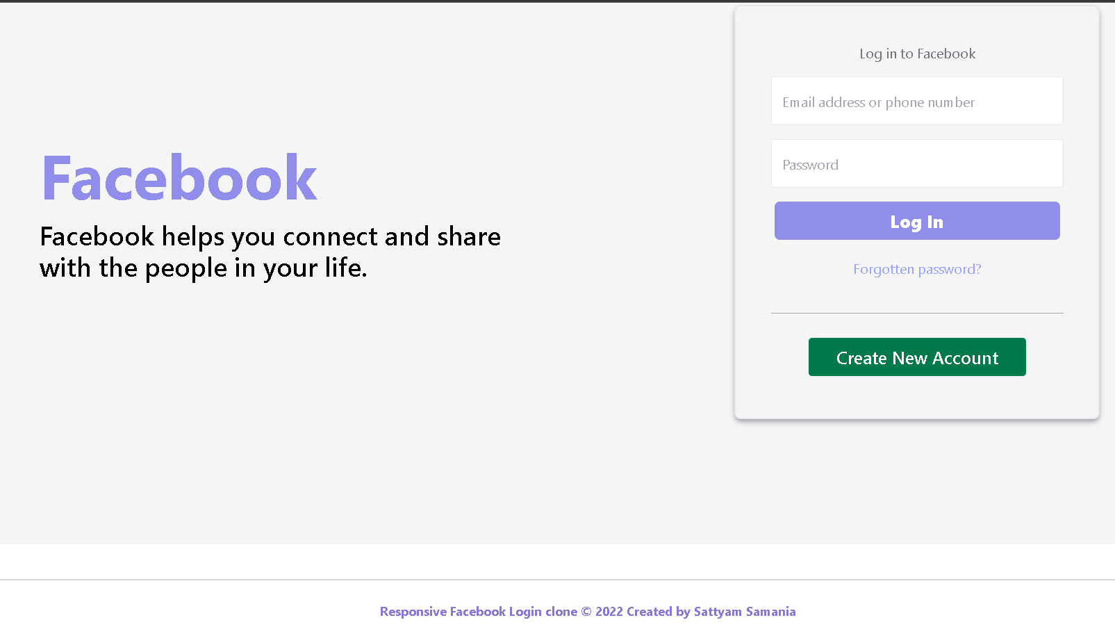 Facebook Login Page